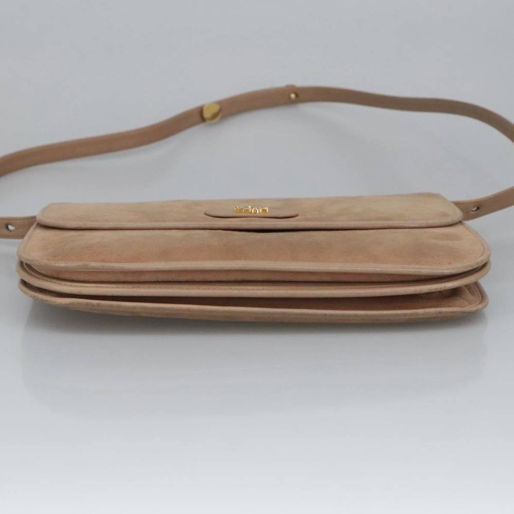 Christian Dior Shoulder Bag Suede Beige Gold Auth 101182 - Picture 9 of 16